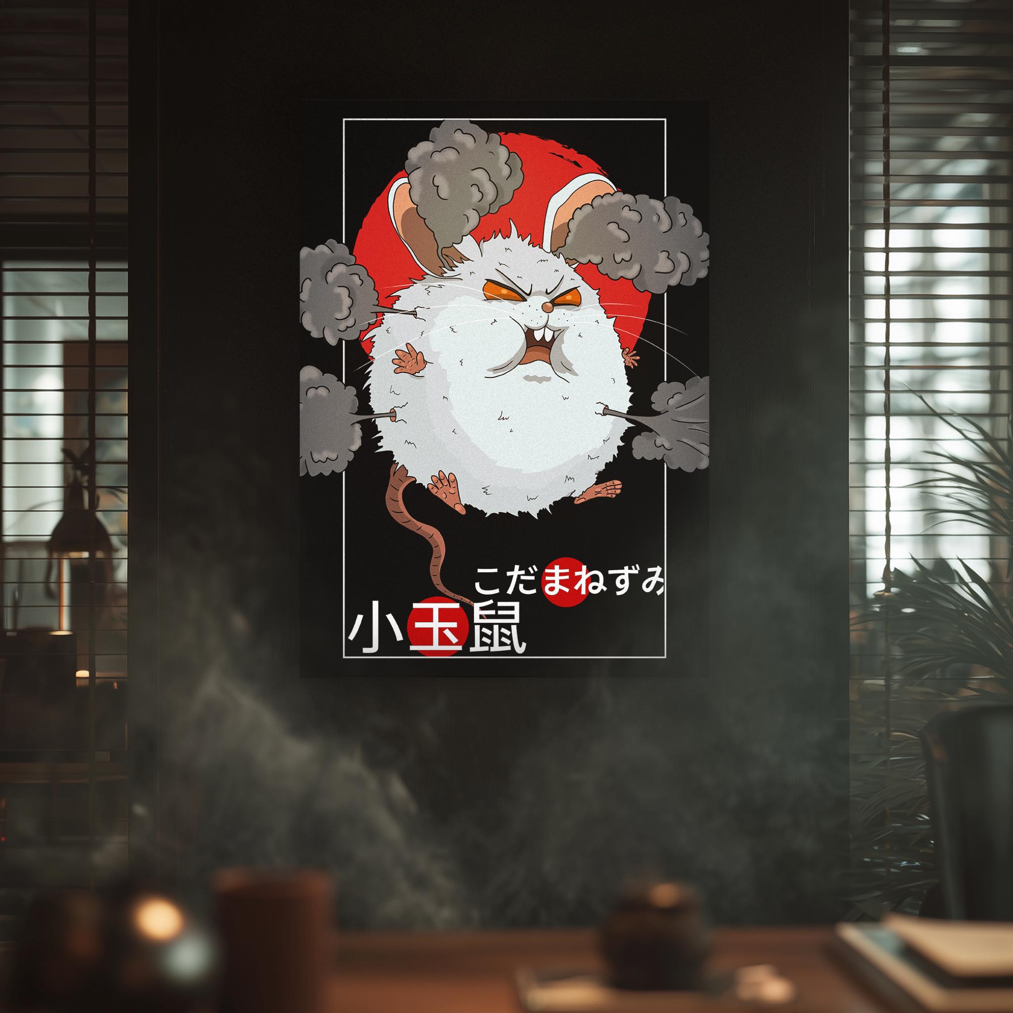 Kodama Nezumi Poster – Exploding Mouse Yokai Wall Art Print