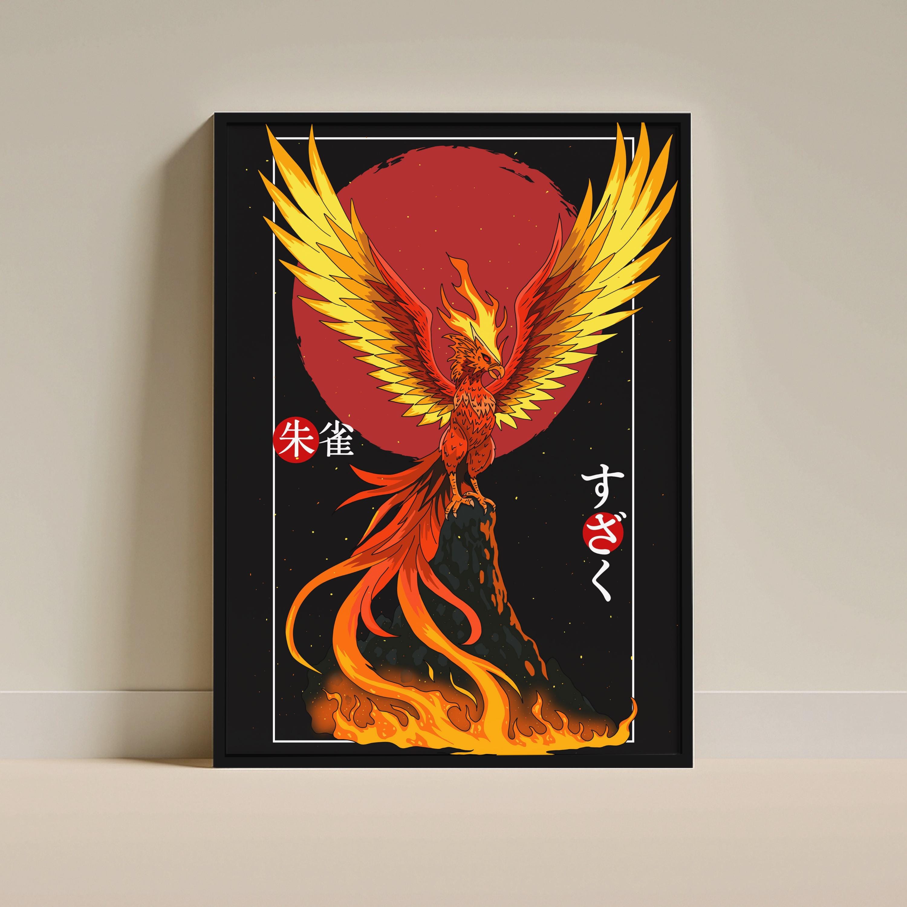 Suzaku Vermilion Bird Art Print – Japanese Phoenix Poster - Etsy