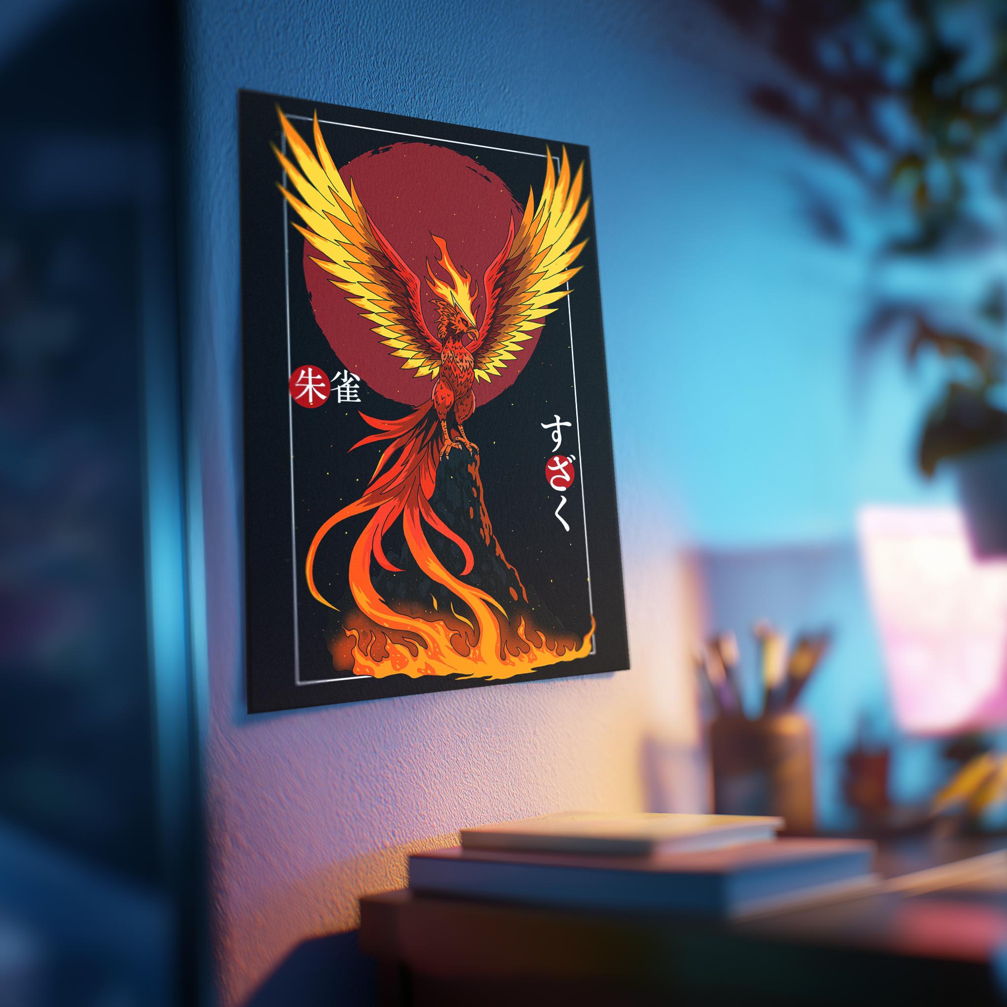 Suzaku Vermilion Bird Art Print – Japanese Phoenix Poster - Etsy