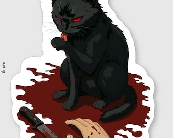 Pegatina de terror de gato negro: vinilo de anime oscuro