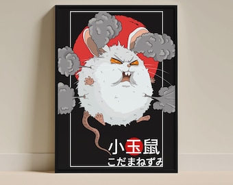 Kodama Nezumi Poster – Exploding Mouse Yokai Wall Art Print