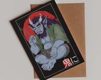 Postal Oni Yokai – Impresión de arte Oni japonés