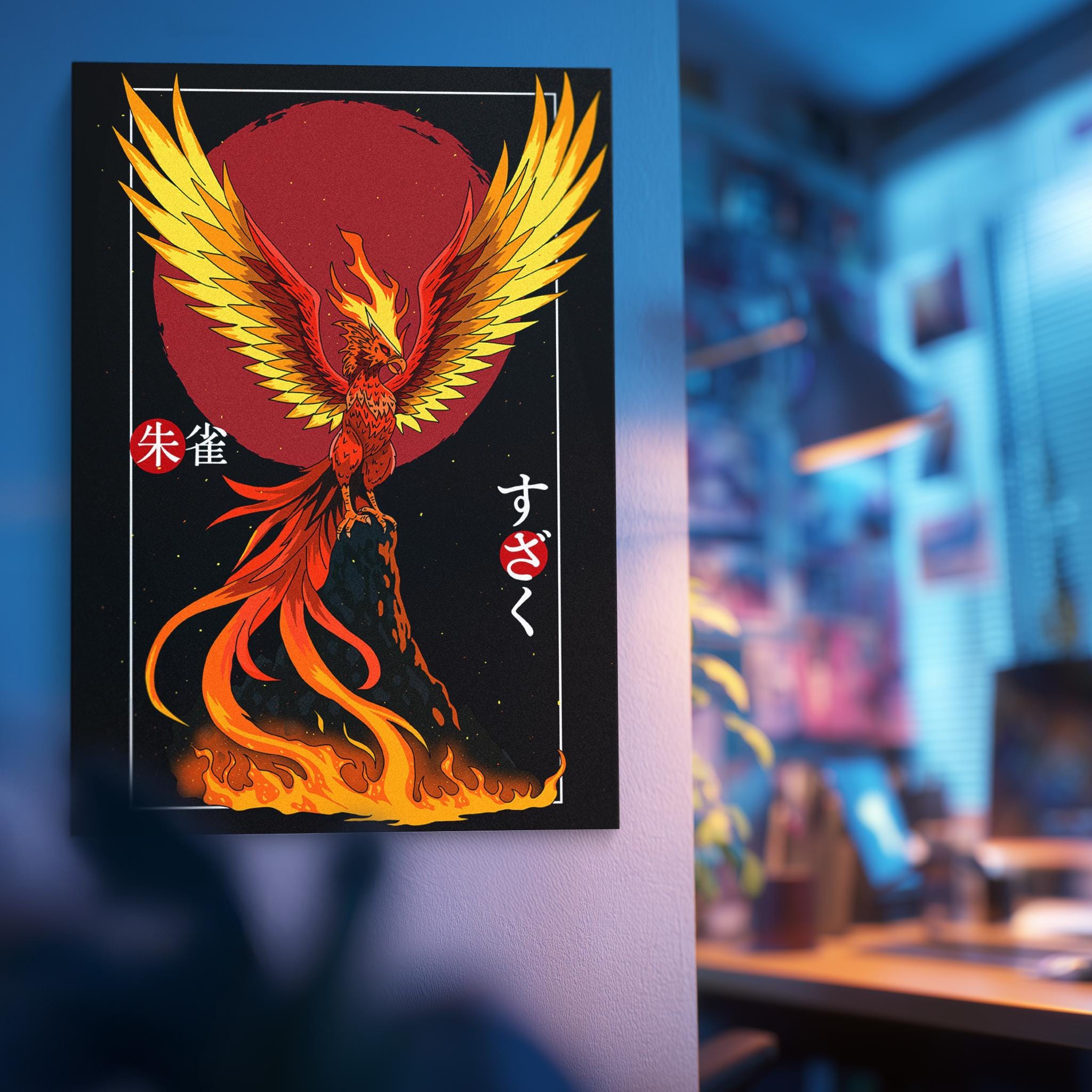 Suzaku Vermilion Bird Art Print – Japanese Phoenix Poster - Etsy