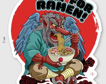 Tengu Ramen Aufkleber - Japanische Folklore Vinyl Aufkleber