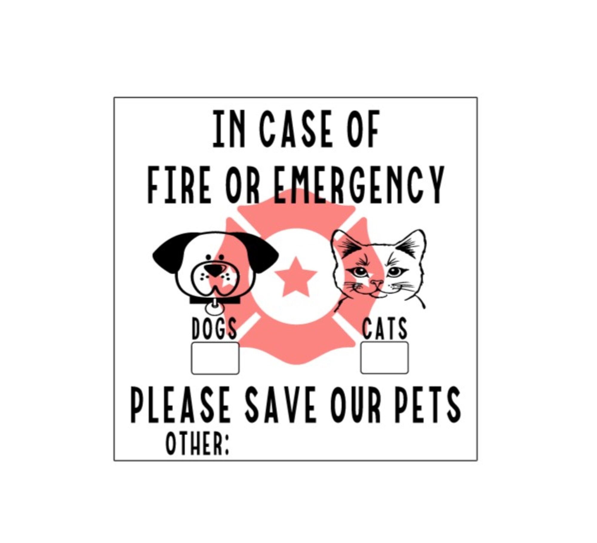 Emergency Pet Vinyl Sticker for Windows and Doors ~ Pet Emergency ...