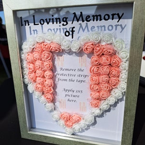 Rose Flowers in a Heart Memorial Shadow Box Frame - 2 Colors HEART ...
