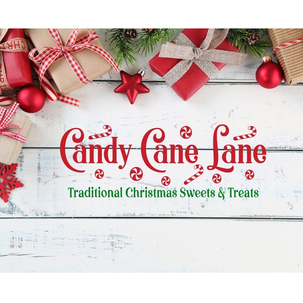 Candy cane Lane christmas sign SVG :] great for christmas signs and stickers as well as mugs for cutting machines like cricuts