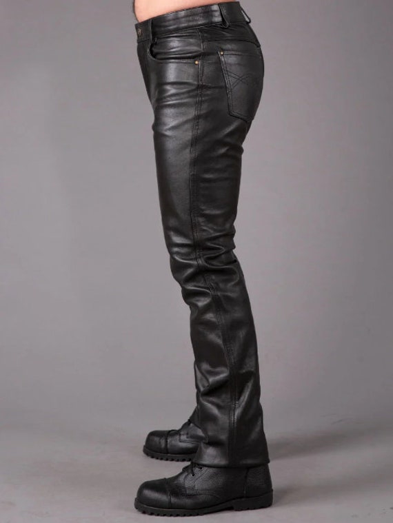Men Outdoor Thick Quilted Genuine Leather Pants Long Motorcycle Trousers  Winter  eBay