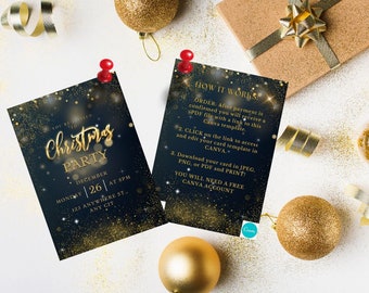 Customizable NYE Party Invitation Template Instant Download (Canva), Printable New Years Invitation, Personalized New Years Eve Invitation