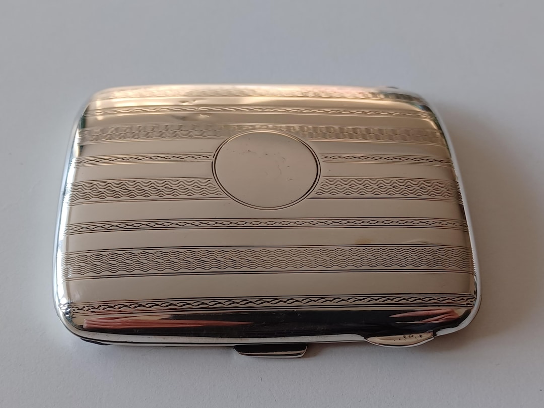 pocket cigarette case Antique (1917) Elegant Sterling Silver and Lighter Cover — three things youll never leave the house without again. Crystal Rhinestone Pocket Portable Cigarette