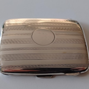 Antique (1917) Elegant Sterling Silver Pocket Cigarette Case