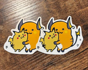 Cute Raichu and Pikachu Hugging Sticker