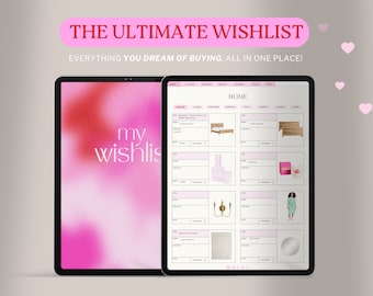 Wishlist Tracker | My Ultimate Wishlist Pink Digital | Digital Shopping List | Dream Wish List | Aesthetic Wishlist Tracker Favourites List