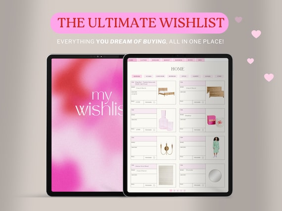 Pink Digital Wishlist Planner: Goodnotes iPad Template (PDF Download)