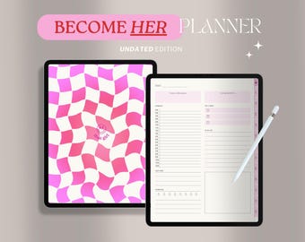 Planificador digital That Girl sin fecha, rosa / Planificador digital estético de mitad de año That Girl / Planificador digital minimalista y bonito 2024