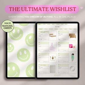 Wunschliste | Meine ultimative Wunschliste Matcha Digital | Digitale Einkaufsliste | Traum-Wunschliste | Ästhetische Wunschliste Tracker Favoritenliste