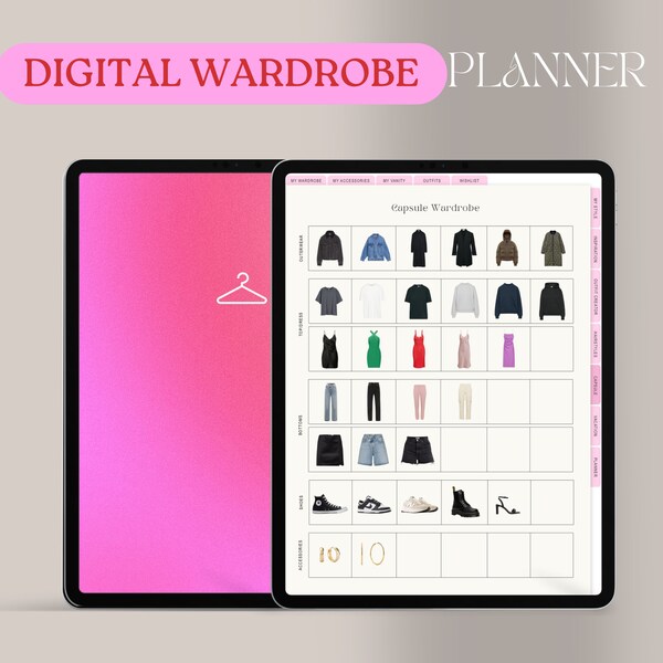 Digital Wardrobe Planner | Capsule Wardrobe Digital | Digital Planner | Aesthetic Digital Wardrobe for Ipad | Wardrobe Organizer |