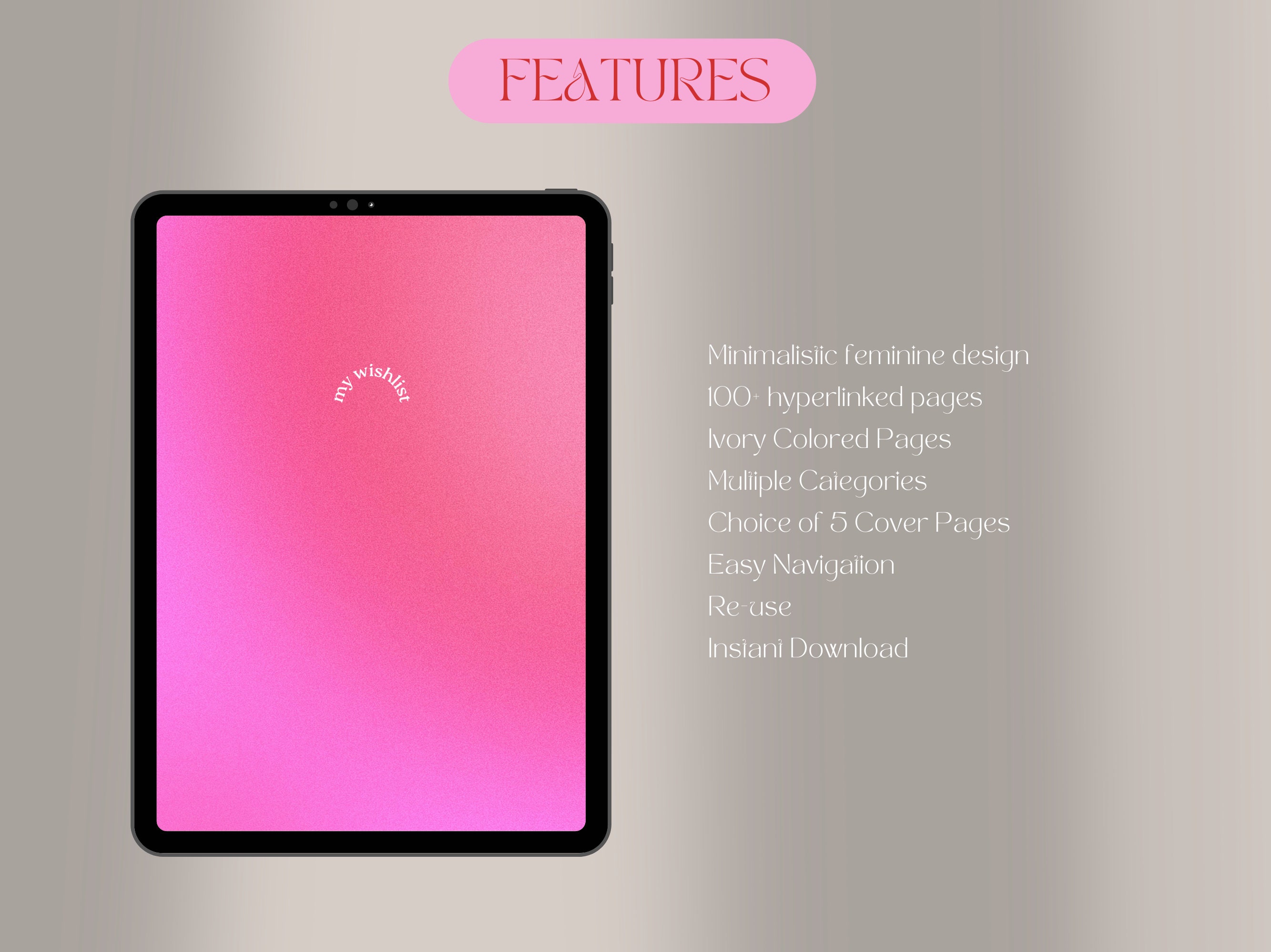 Wishlist Tracker My Ultimate Wishlist Pink Digital Digital Shopping