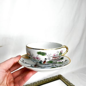 Antikes japanisches handbemaltes Porzellan-Kaffee-Set (5 Personen und extra Untertasse)