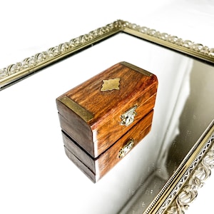 Vintage Wooden and Brass Miniature Trinket Box