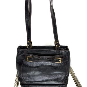 Vintage Etienne Aigner Brown embossed crocodile leather handbag purse shoulder bag, like new, lots of pockets