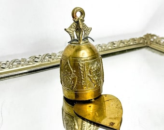 Antique Brass Buddha Bell Statue, Asian Altar Decor
