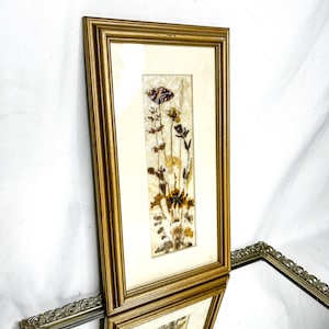 Vintage Dried Pressed Flowers in Gold Frame