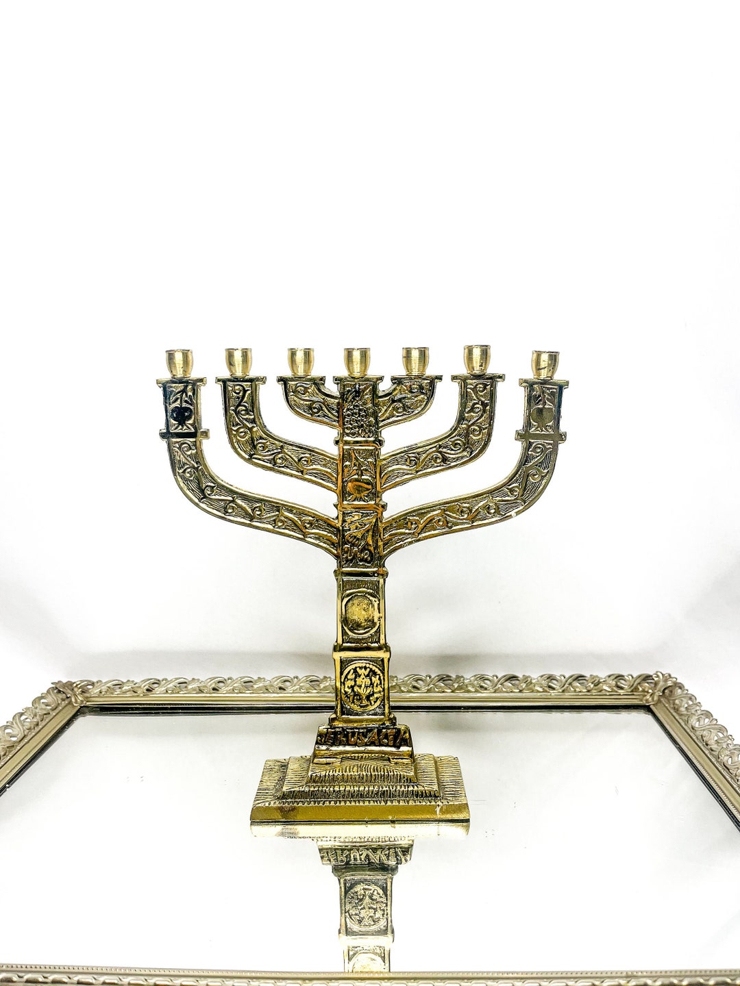 Jewish Brass Candle Holder Menorah Brass Candle Holder 8 Etsy