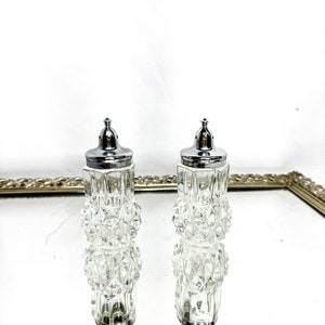 Vintage Indiana Glass Diamond Point Clear Salt & Pepper Shaker Set