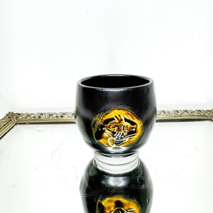 Vintage Japanese Pottery Sake Cup with Unique Fish Design, Signed SPAIN