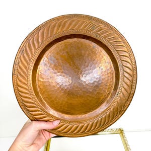 Large Round Copper Serving Tray - Vintage Plant or Drink Tray - Gorgeous Old Copper Tray
