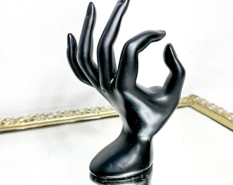 Retro Black Hand Jewelry Display ~ Ring Holder~ Black Resin hand~ French Country