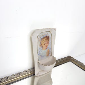 Italian Catholic Holy Water Font/Stoup, Bisque