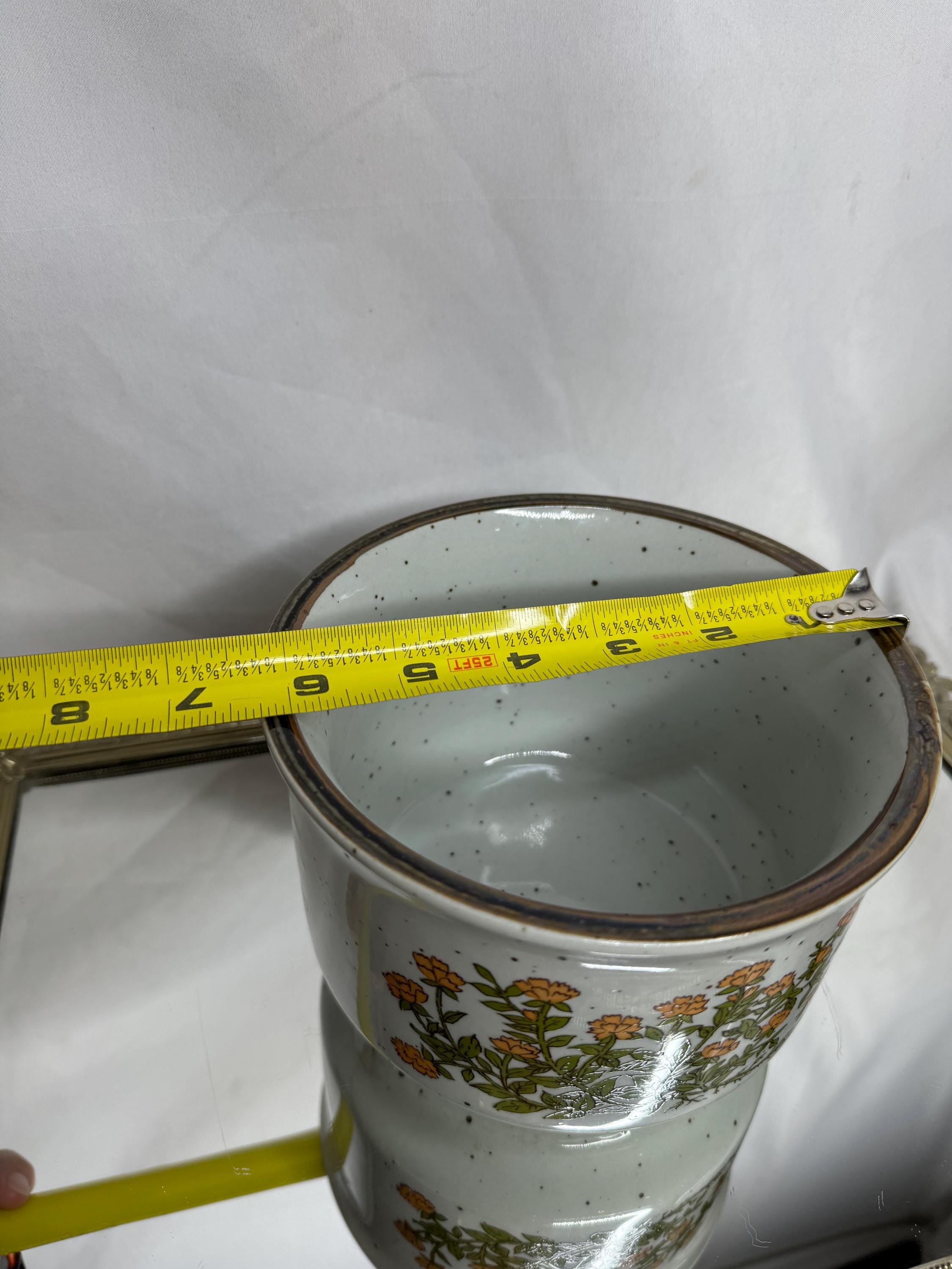 Vintage Takahashi Stoneware Flower Pot/speckled Stoneware