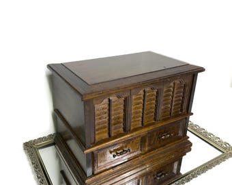 Vintage Wood Jewelry box with Drawer