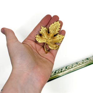 Vintage Autumn Gold Leaf Brooch Pin