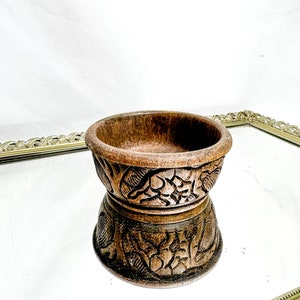 Vintage African Hand Carved Wooden Bowl, Hardwood, Safari Animal Design, Housewarming Gift, Birthday Gift for Her or Wife or Mum