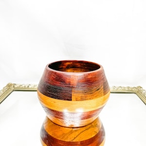 Beautiful Handcarved Segmented Vintage Mid Century Walnut Vase