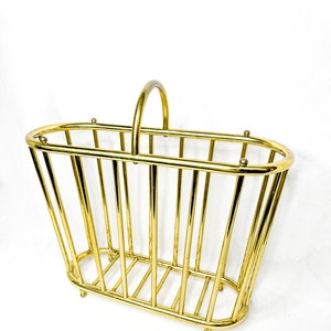 Mid-Century Modern 1960s Italian Brass Oval Magazine Holder, Vintage Brass Magazine holder