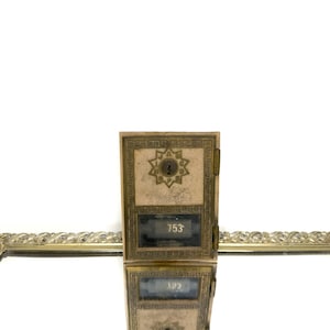 Vintage Brass, Metal & Glass Post Office Box Front, 1975 Door Front w/ Eagle Brand Lock (NO Key)...Salvaged REpurpose...REcycle 5&quot; x 3.5&quot;