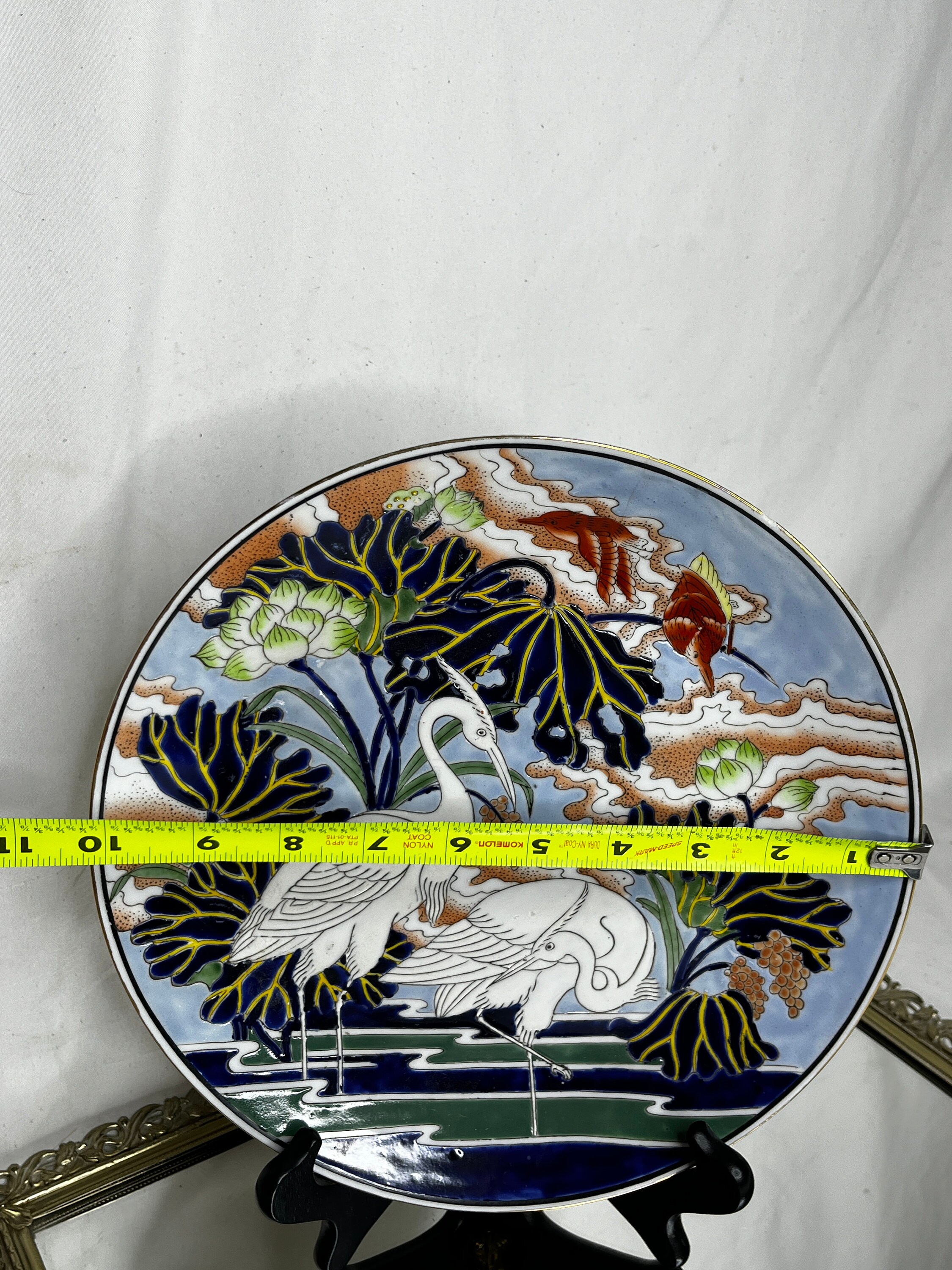 95×182 ヴィンテージマスタード　シノワズリ柄 ヴィンテージ雑貨】【マイセン】柿右衛門様式シノワズリ 花紋様金彩