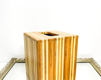 Porta-lenços de madeira natural marrom e bege, estilo vertical, para decoração de banheiro (Indonésia)