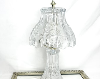 Vintage Crystal Clear Industries Crystal Hurricane Lamps/ Boudoir Lamp