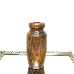 Vintage Solid wood HandCarved Vase , knotted wood vase , Midcentury Wood Vase