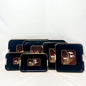 Set of 6 Mid-Century Japanese Vintage Toyo Lilly Lacquer Nesting Trays