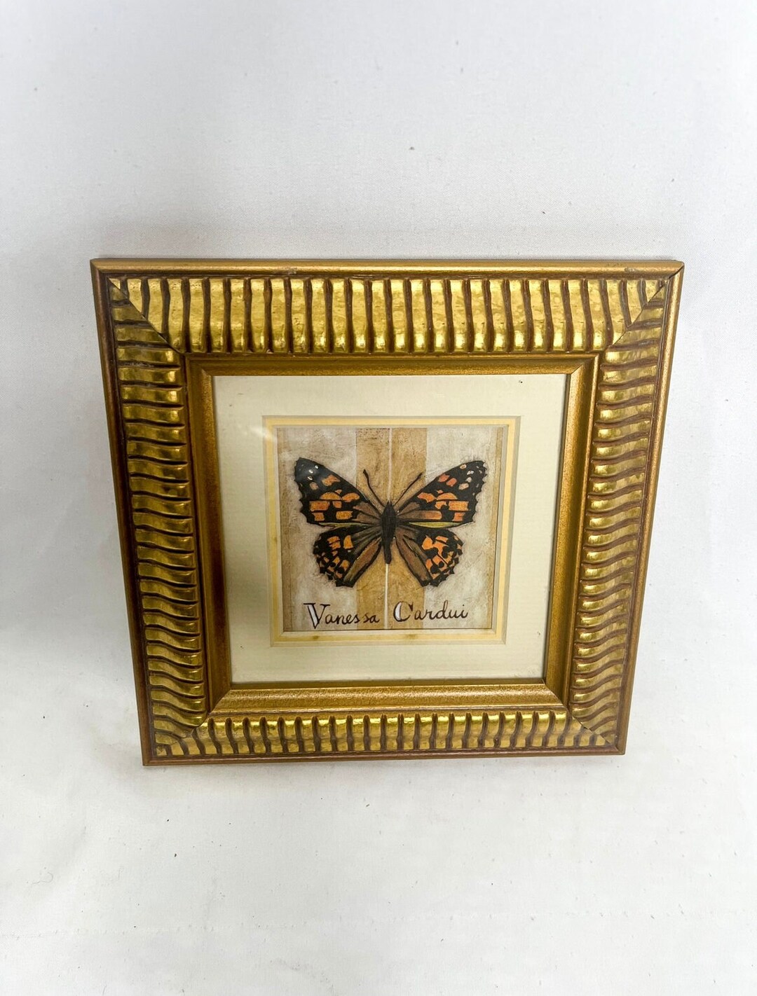 Vintage Goldframed Butterfly Portrait, Square and Doublematted, Made