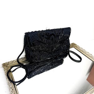 Vintage Danieli Black Beaded Purse Evening Bag Clutch Vintage 70s 80s Prom/Party