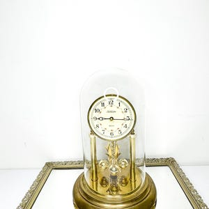 Vintage Sunbean German Glass Dome Clock, Mantel Clock Made In Germany 1960s Retro Clock, Collectors Clock Works