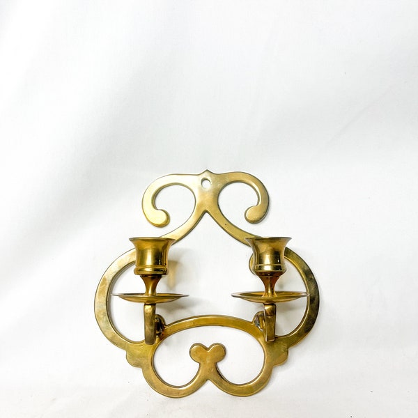 Single Vintage Solid Brass Double Arm Wall Sconce Candle Holders Made in India