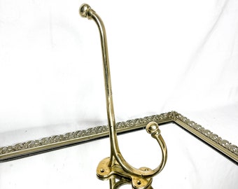 Vintage Solid Brass Wall Hook, Heavy Shiny Gold Metal Coat Hook, Hat Hook, Decor, Wall Antique Style, Towel Holder